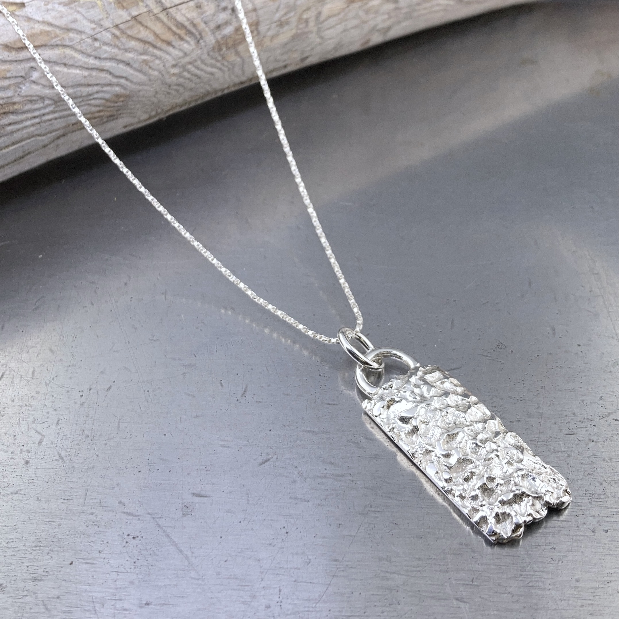lunar rectangle pendant - Argentium silver
