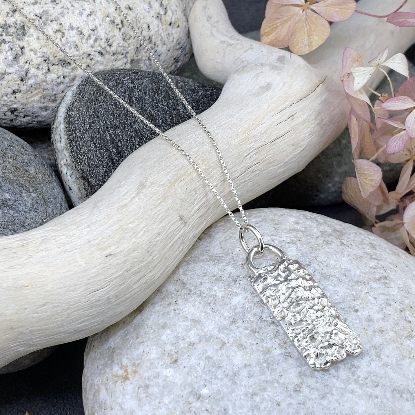 lunar rectangle pendant - Argentium silver - Image 2