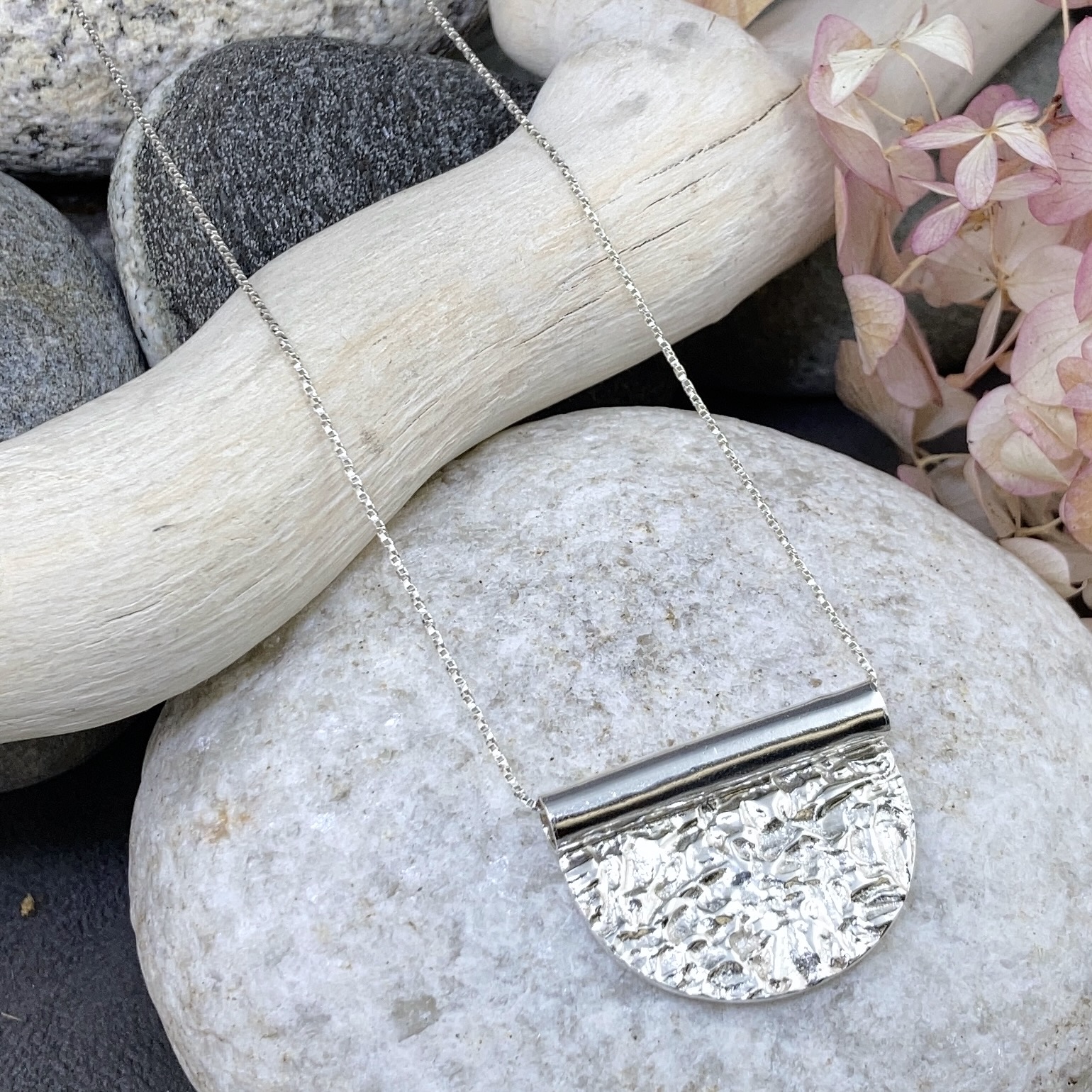lunar half moon pendant - Argentium silver
