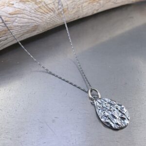 lunar teardrop pendant - antique Argentium silver
