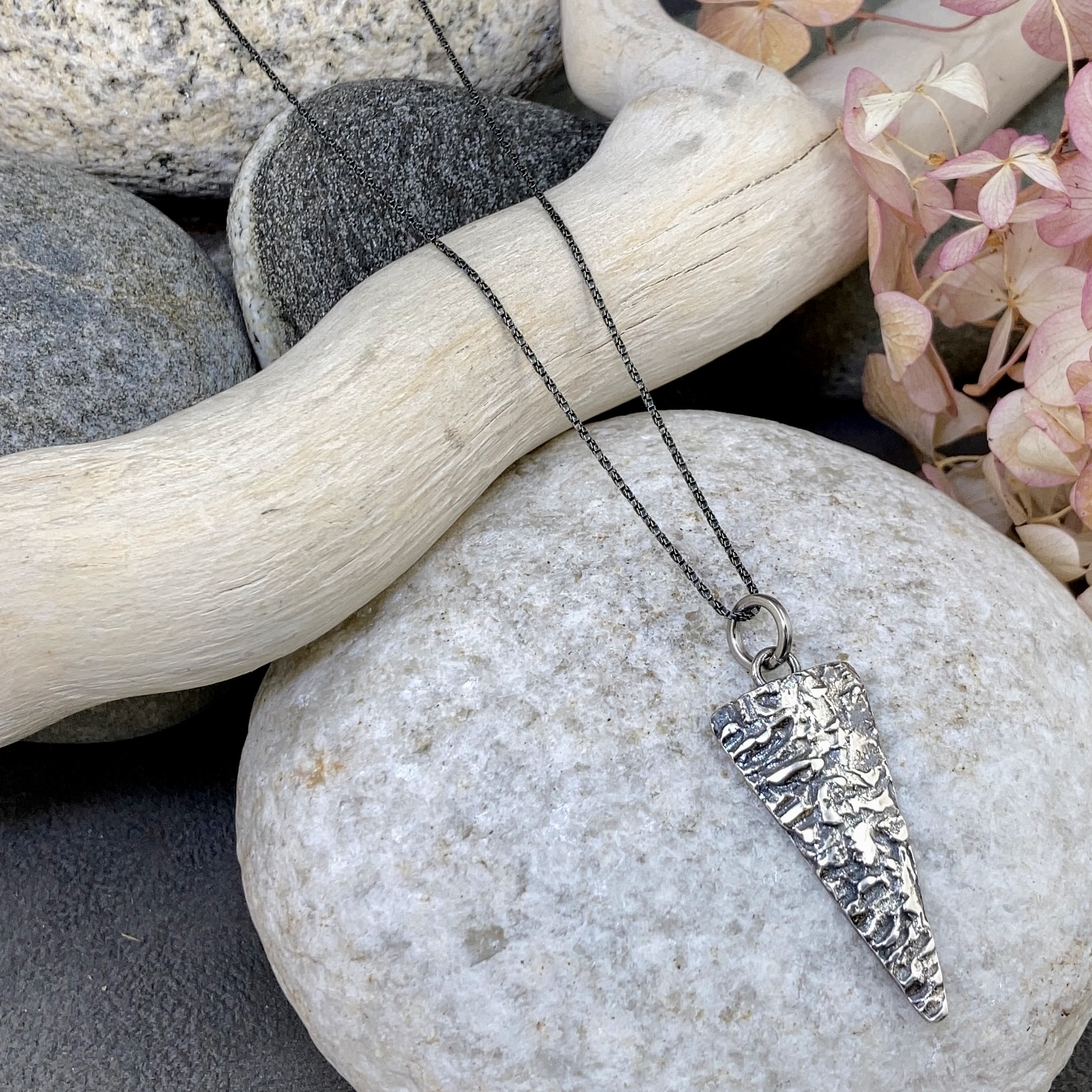 lunar arrowhead pendant - Argentium silver - antique - Image 2