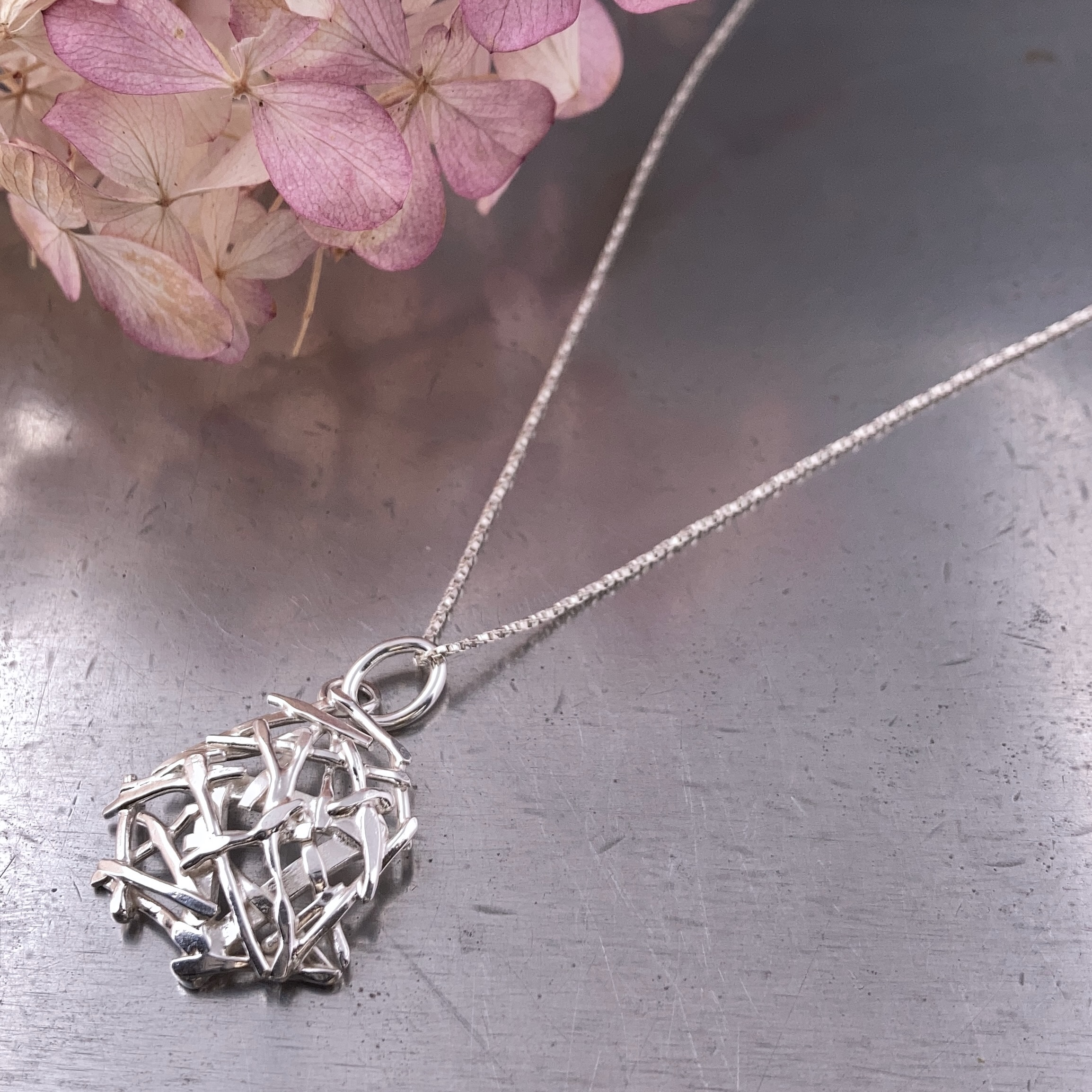 Twig Pendant – Argentium Silver Round - Image 3