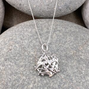 Twig Pendant – Argentium Silver Round