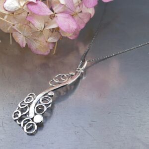 pebbles branch pendant - antique Argentium silver