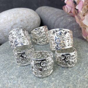 pebbles rings, finished edge - Argentium silver