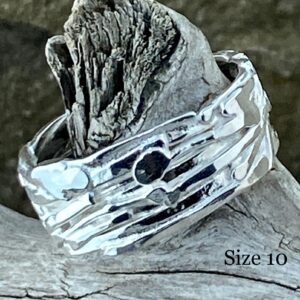 bark ring - size 10 - Argentium silver