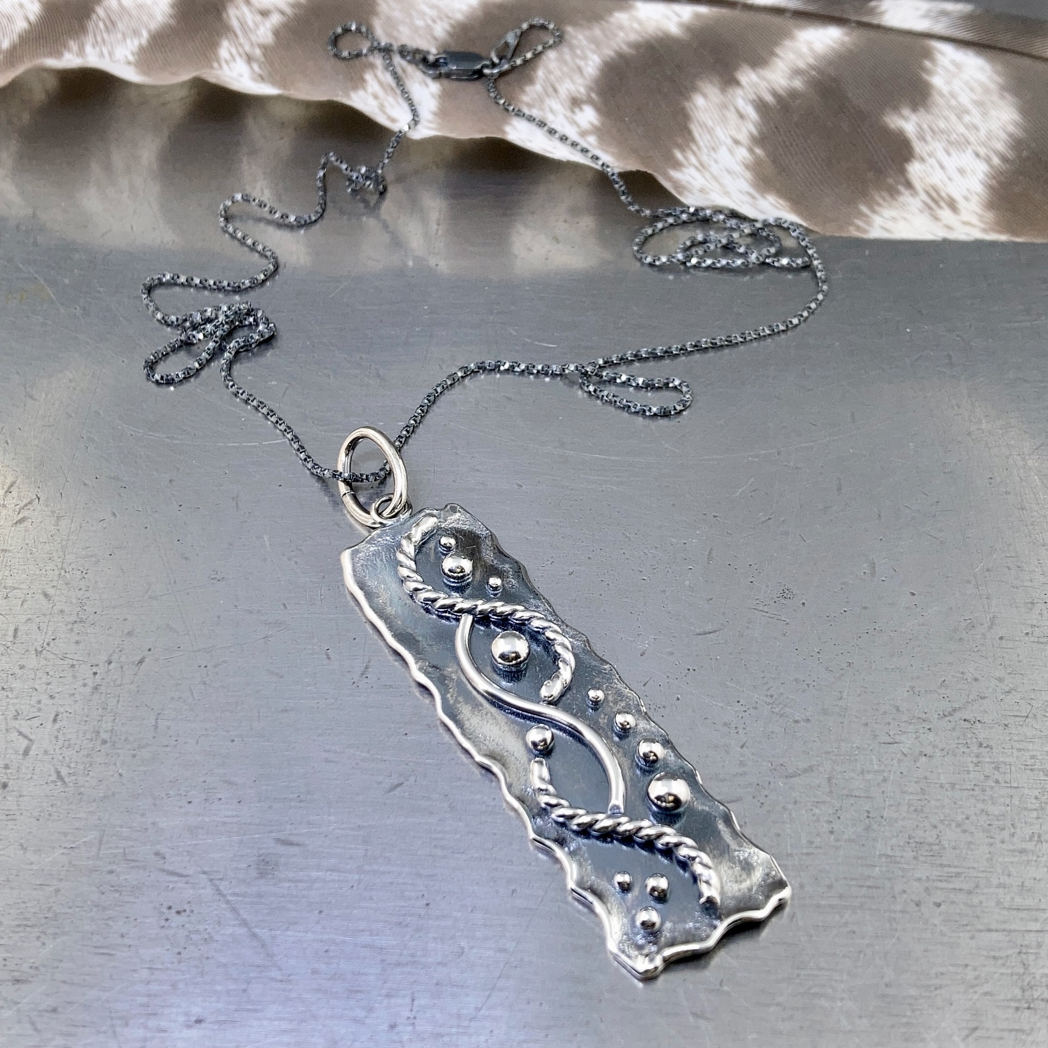 waves pendant - Argentium silver - rectangle - Image 2