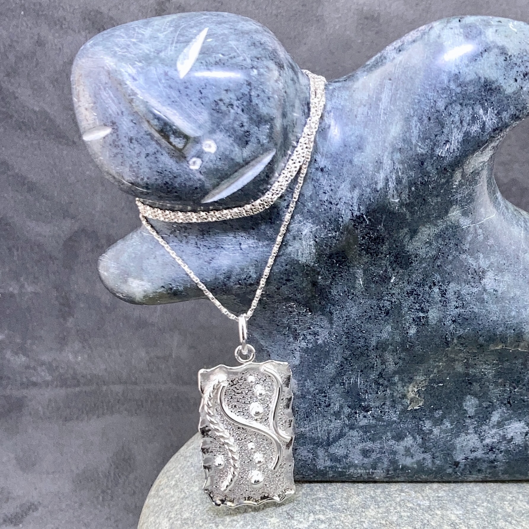 waves pendant - Argentium silver - rectangle - Image 2