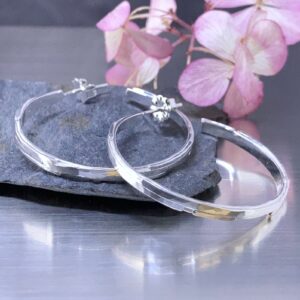 hoop earrings - bark - Argentium silver - small