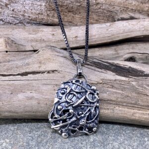 rapids pendant - Argentium silver - antique