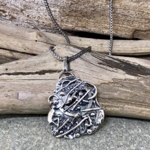 rapids pendant - Argentium silver - antique