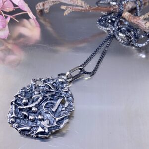 rapids pendant - Argentium silver - antique