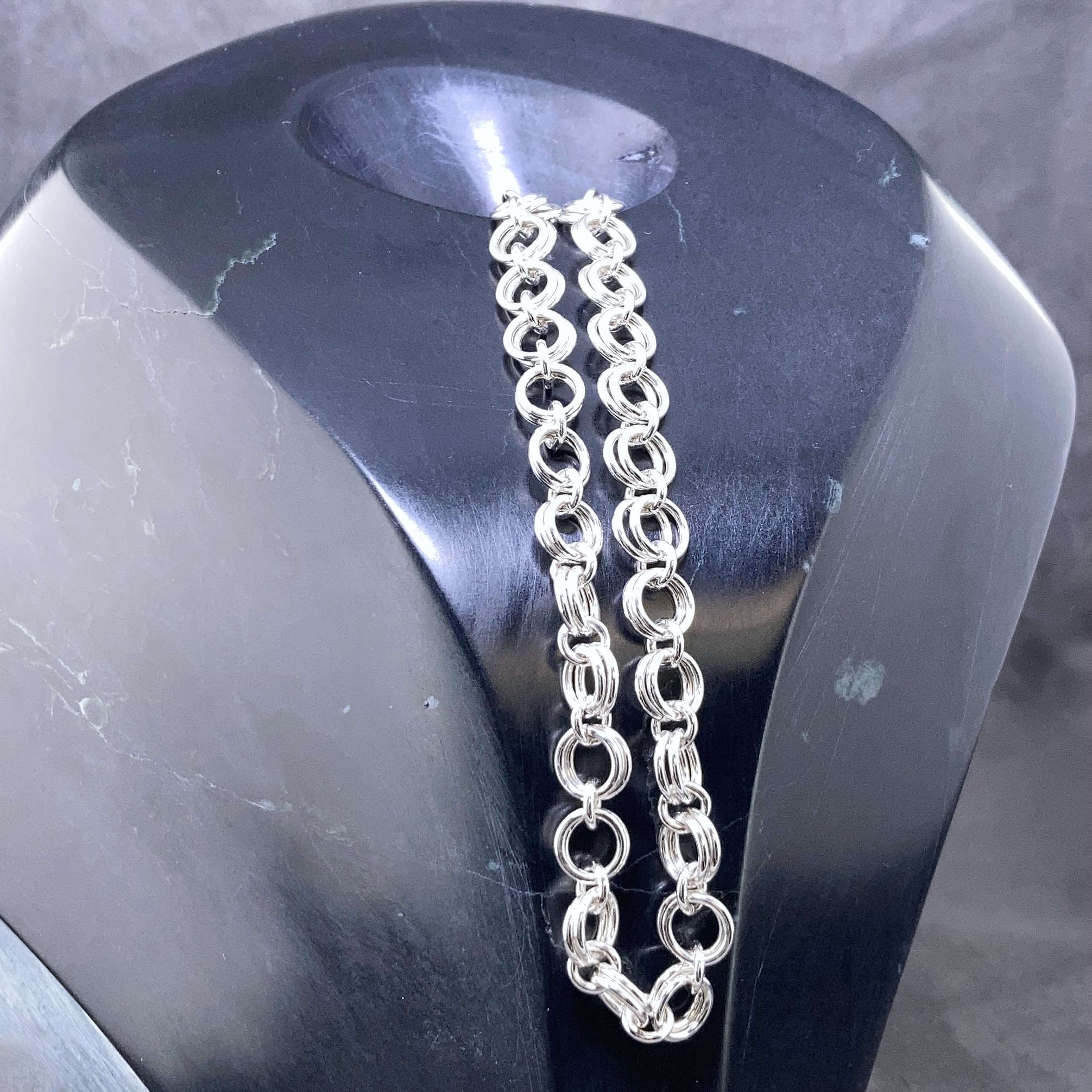 chain maille links necklace - Argentium silver - 20" long - Image 4