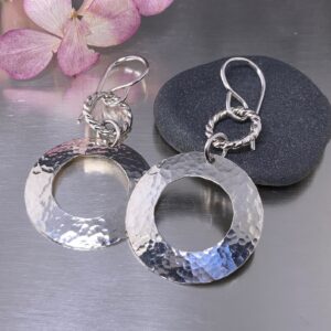 sun earrings - hammered - Argentium silver