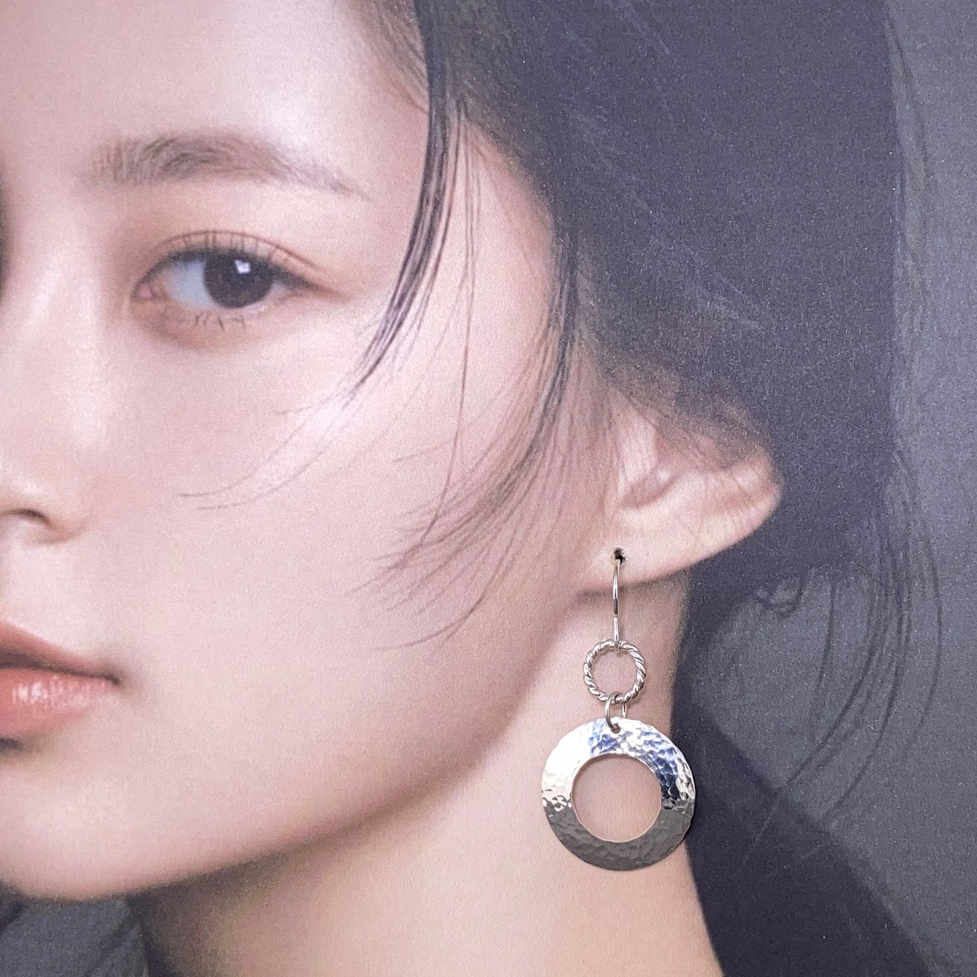 sun earrings - hammered - Argentium silver - Image 5