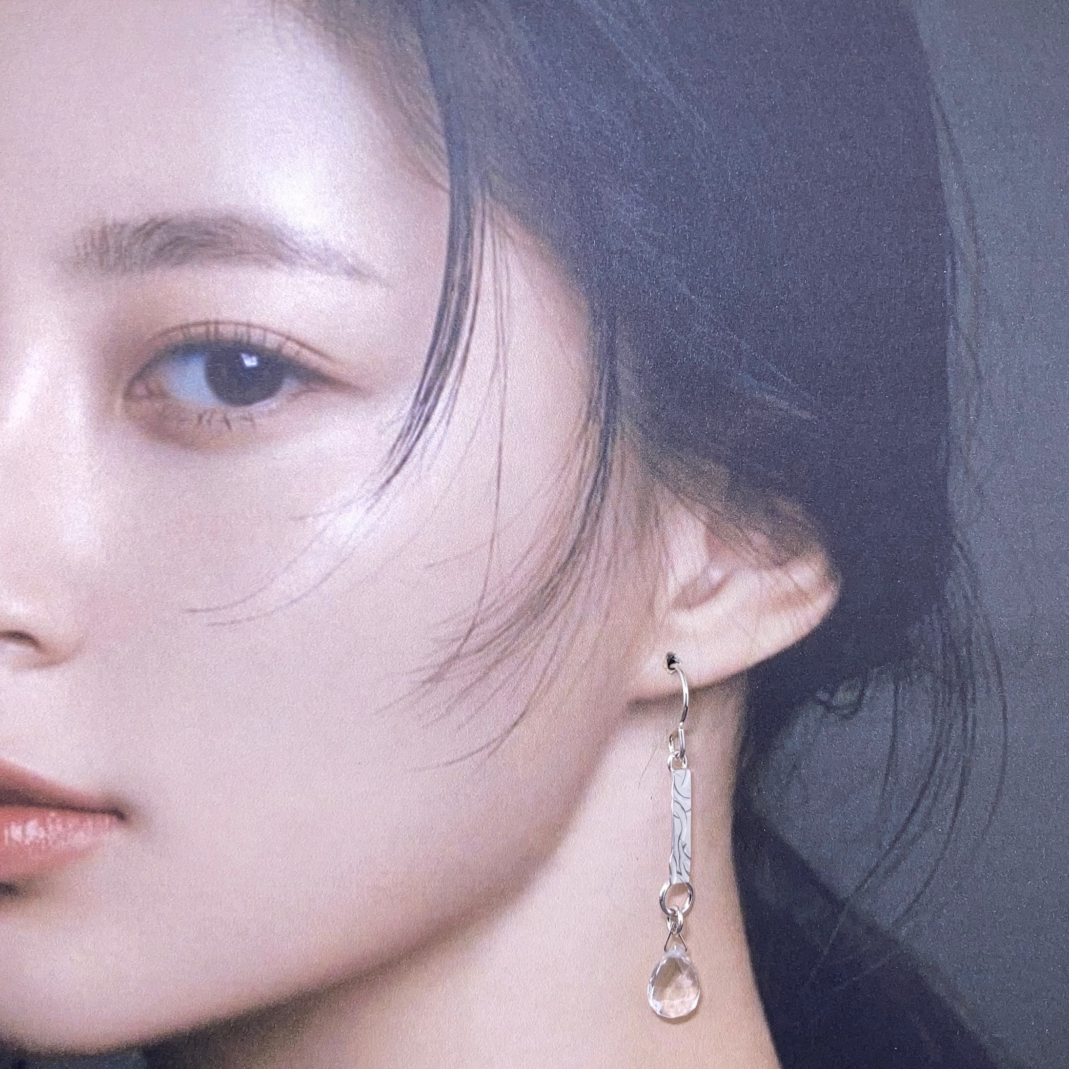 gemstone earrings - textured bar - Argentium silver - Image 11