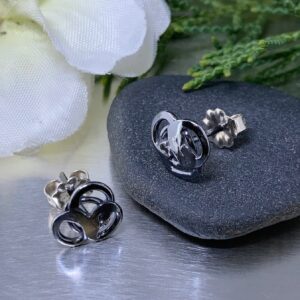 pebbles earrings - post - antique Argentium silver