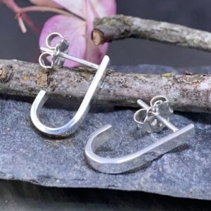 J-Hoop Earrings – Medium Post – Argentium Silver
