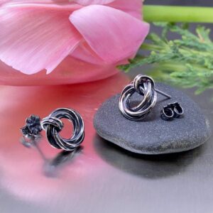 sun earrings - mobius - Argentium silver - post