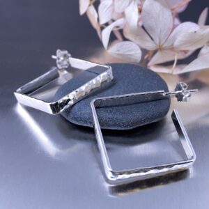 hoop earrings - square - Argentium silver