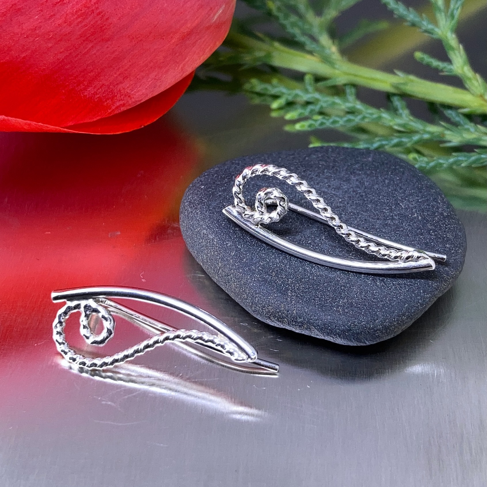 wave earrings - post - Argentium silver