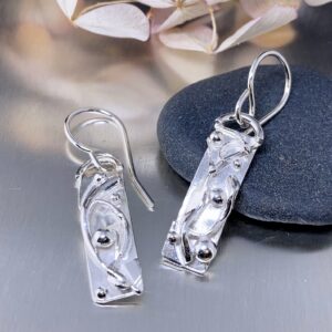 rapids earrings - rectangle - Argentium silver