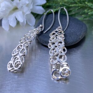 pebbles earrings - medium rectangle - Argentium silver