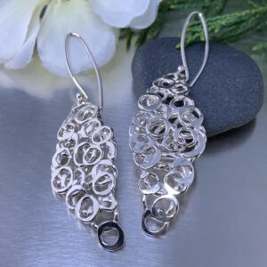 pebbles earrings - marquise - Argentium silver