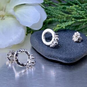 sun earrings - granule post - Argentium silver