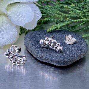 granules earrings - post - Argentium silver