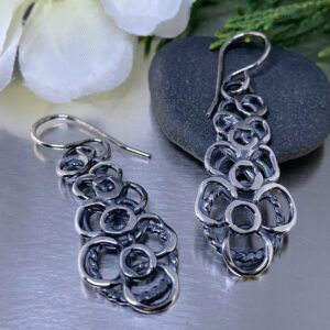 pebbles earrings - teardrop - antique Argentium silver