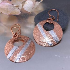 copper, Argentium silver - round earrings