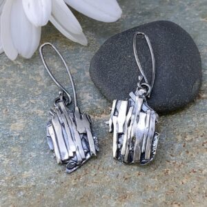 bark earrings - antique Argentium silver