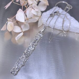 rapids long rectangle pendant - Argentium silver