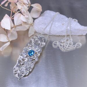 Swiss topaz pendant - Argentium silver rapids - 1 carat