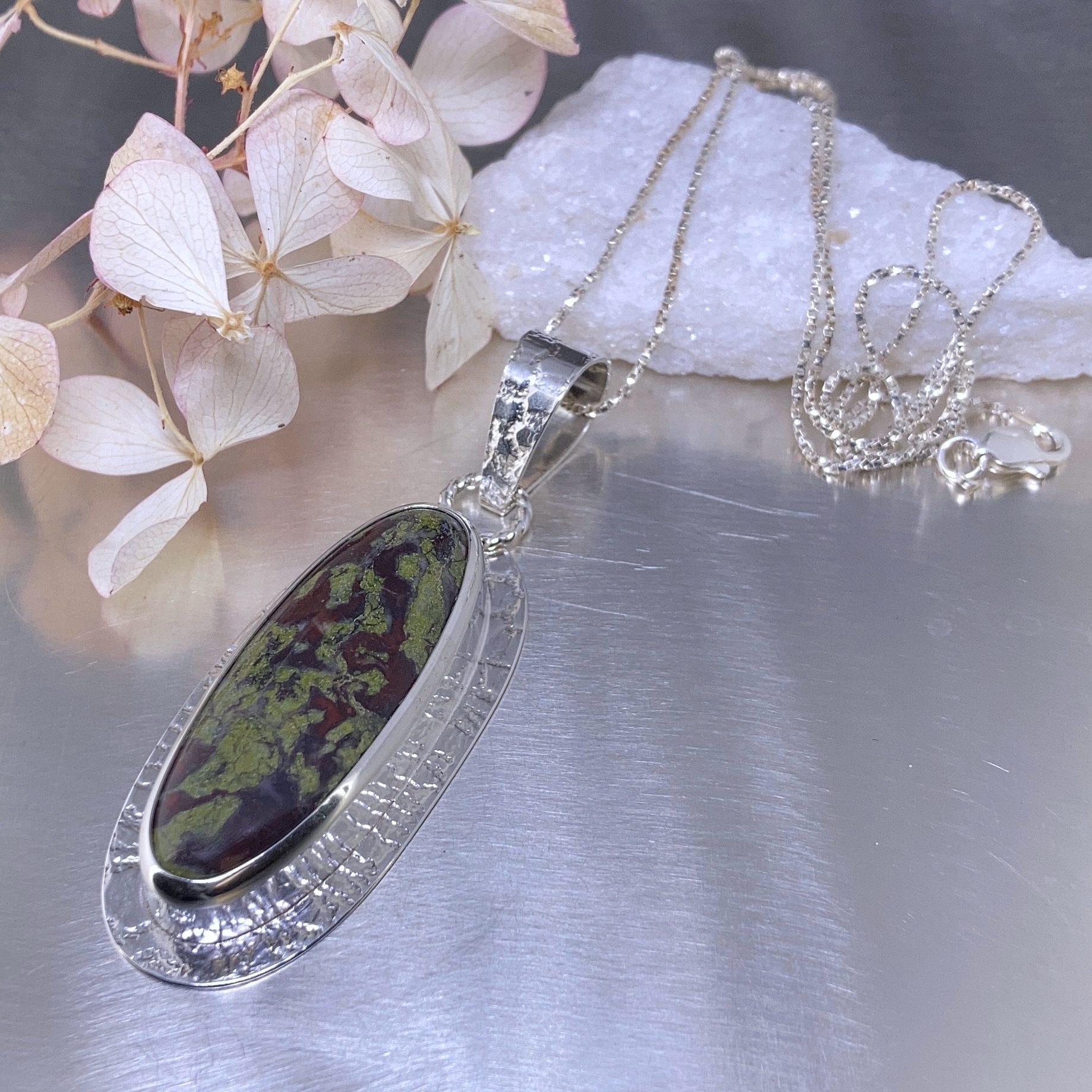 dragons blood jasper pendant - Argentium silver - Image 2