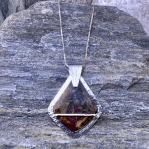 Pietersite Pendant – Argentium Silver Diamond Shaped