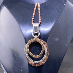 copper, brass, Argentium silver freeform circle pendant