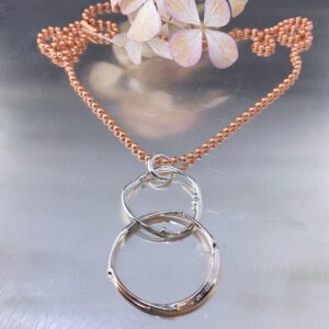 copper, Argentium silver freeform circle pendant – small