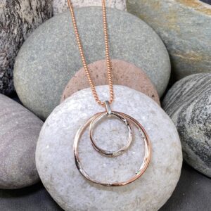 copper, Argentium silver freeform circle pendant – medium