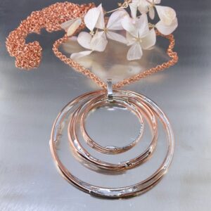 copper, brass, Argentium silver freeform circle pendant - Large