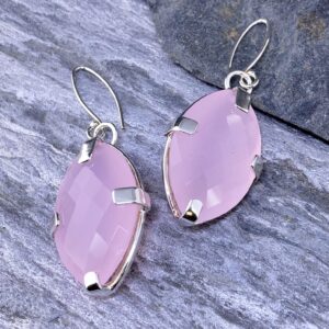 rose quartz earrings - Argentium silver - 49.5 carat