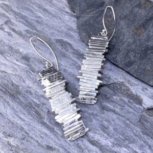 bark earrings - rectangle - Argentium silver