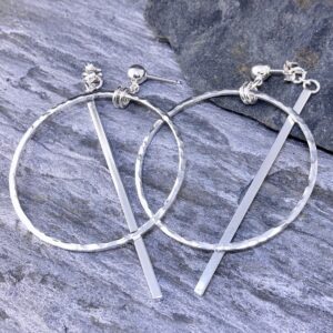 sun long bar earring jacket - Argentium silver