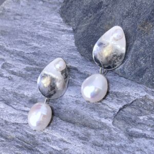 pearl earrings - teardrop post - Argentium silver