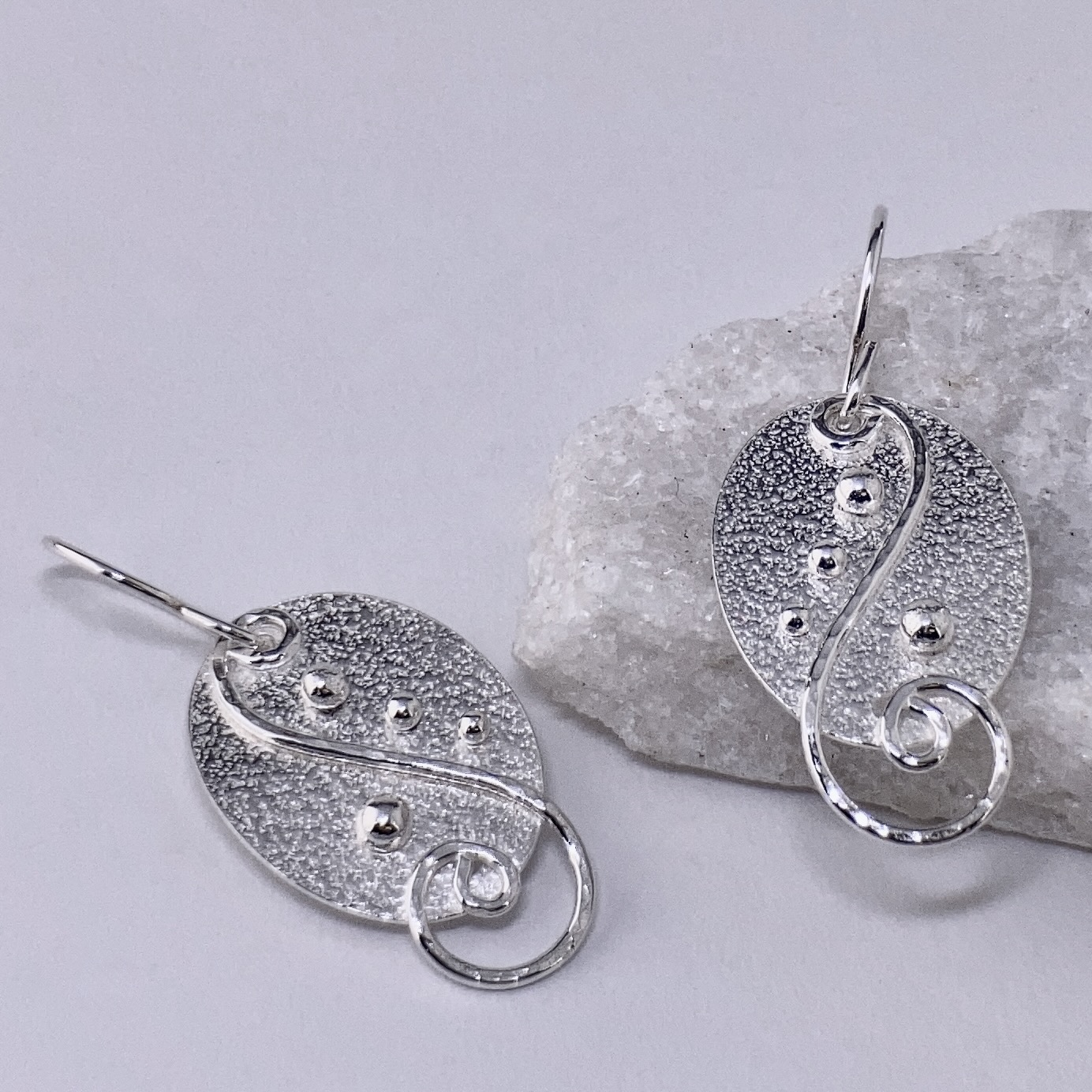 waves earrings - oval - Argentium silver - Image 5