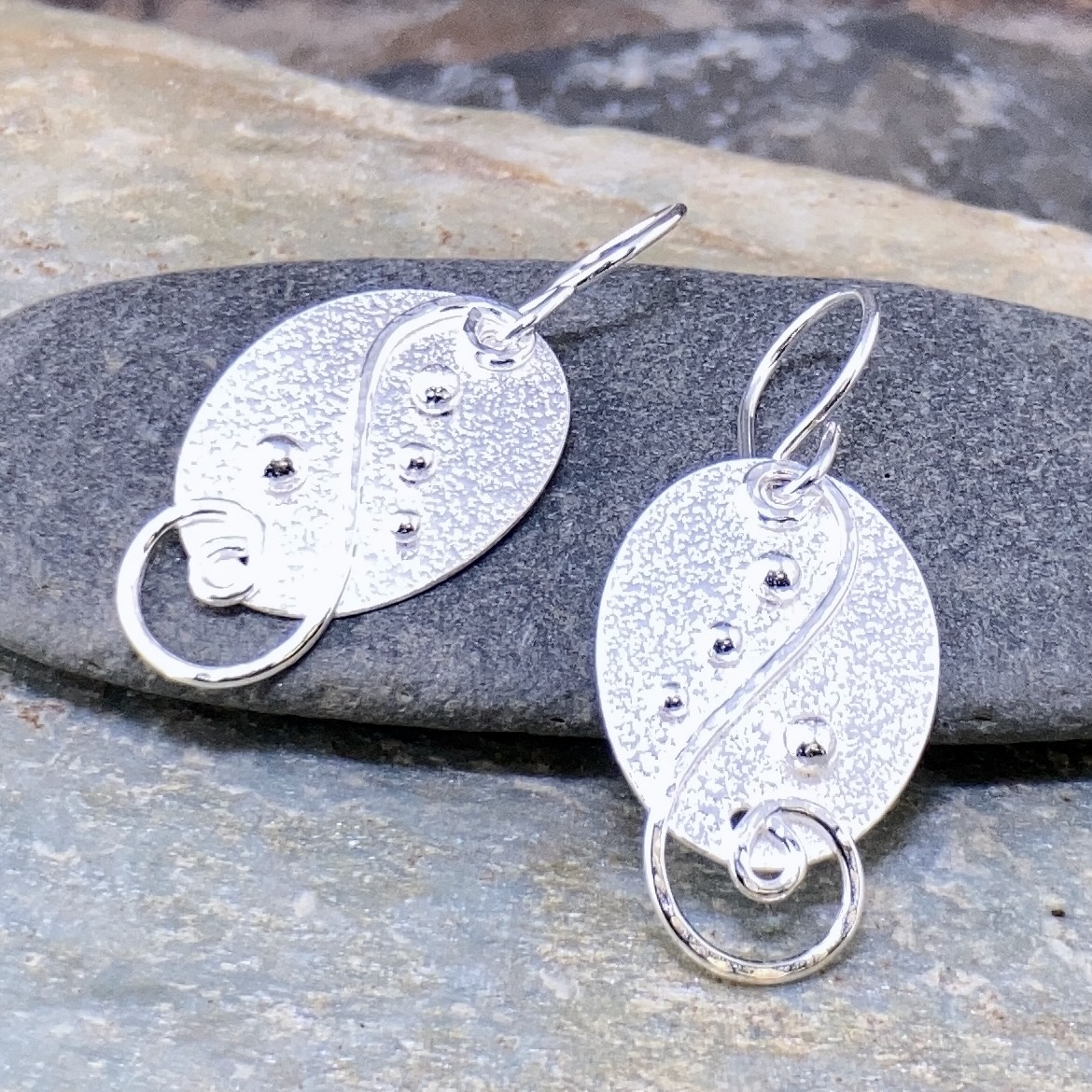waves earrings - oval - Argentium silver - Image 4