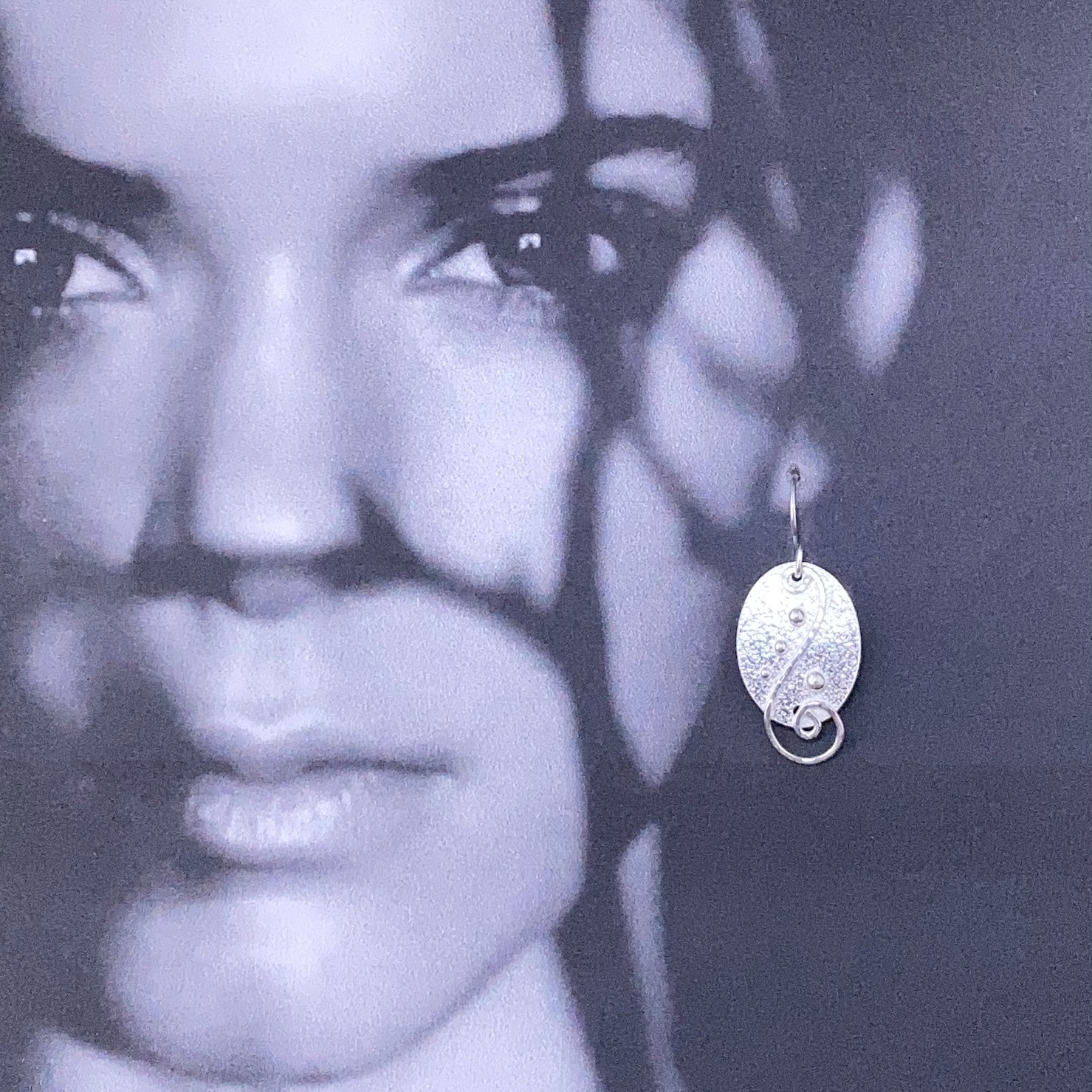 waves earrings - oval - Argentium silver - Image 2