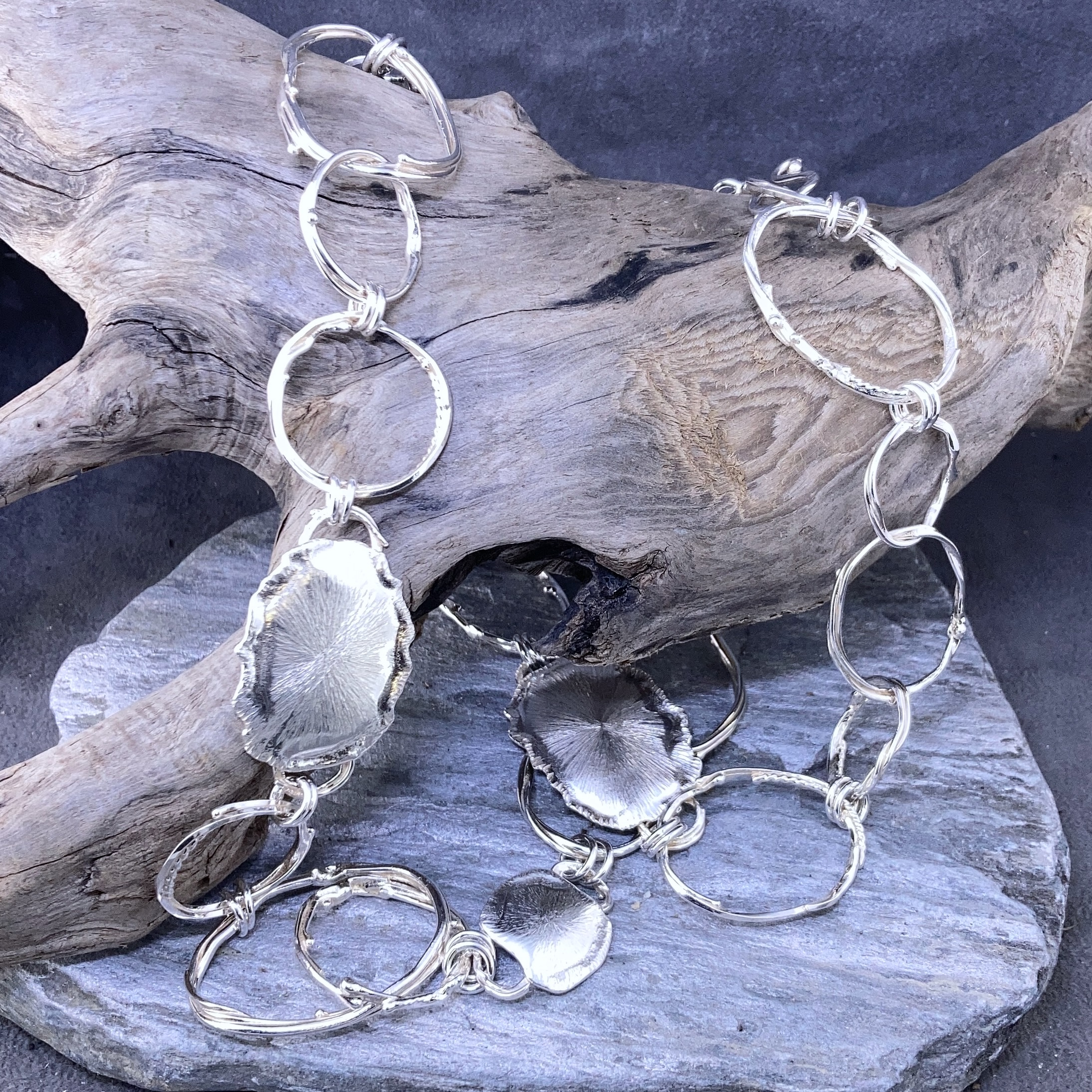 freeform circle necklace - sun accents - Argentium silver - Image 5