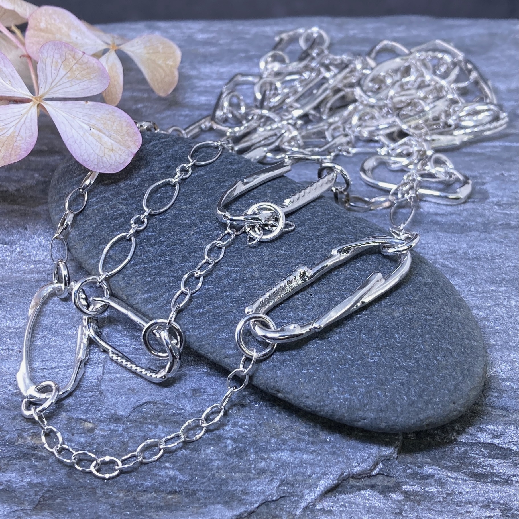 freeform oval necklace - Argentium silver - Image 3